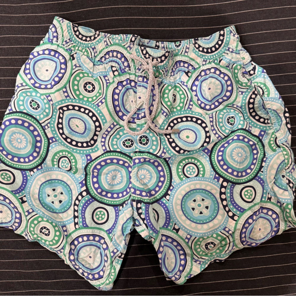 Vilebrequin Blue and Green Patterned Swim Shorts